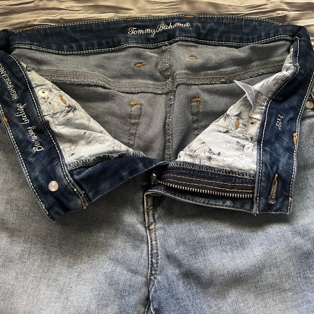 Tommy Bahama Boracay Indigo High Rise Raw Ankle Jeans